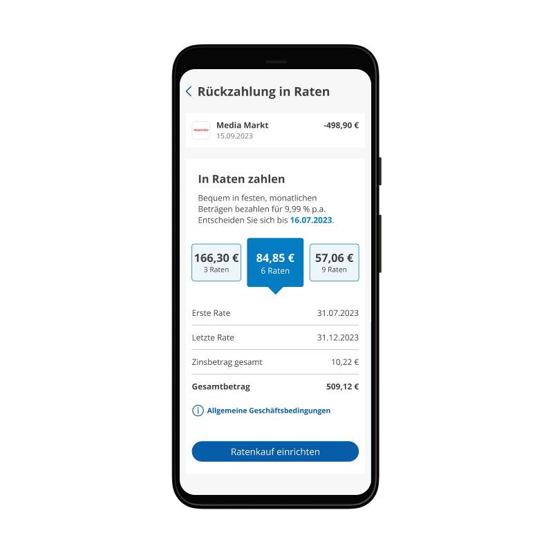 Ratenzahlung in der Privatkunden App entdecken